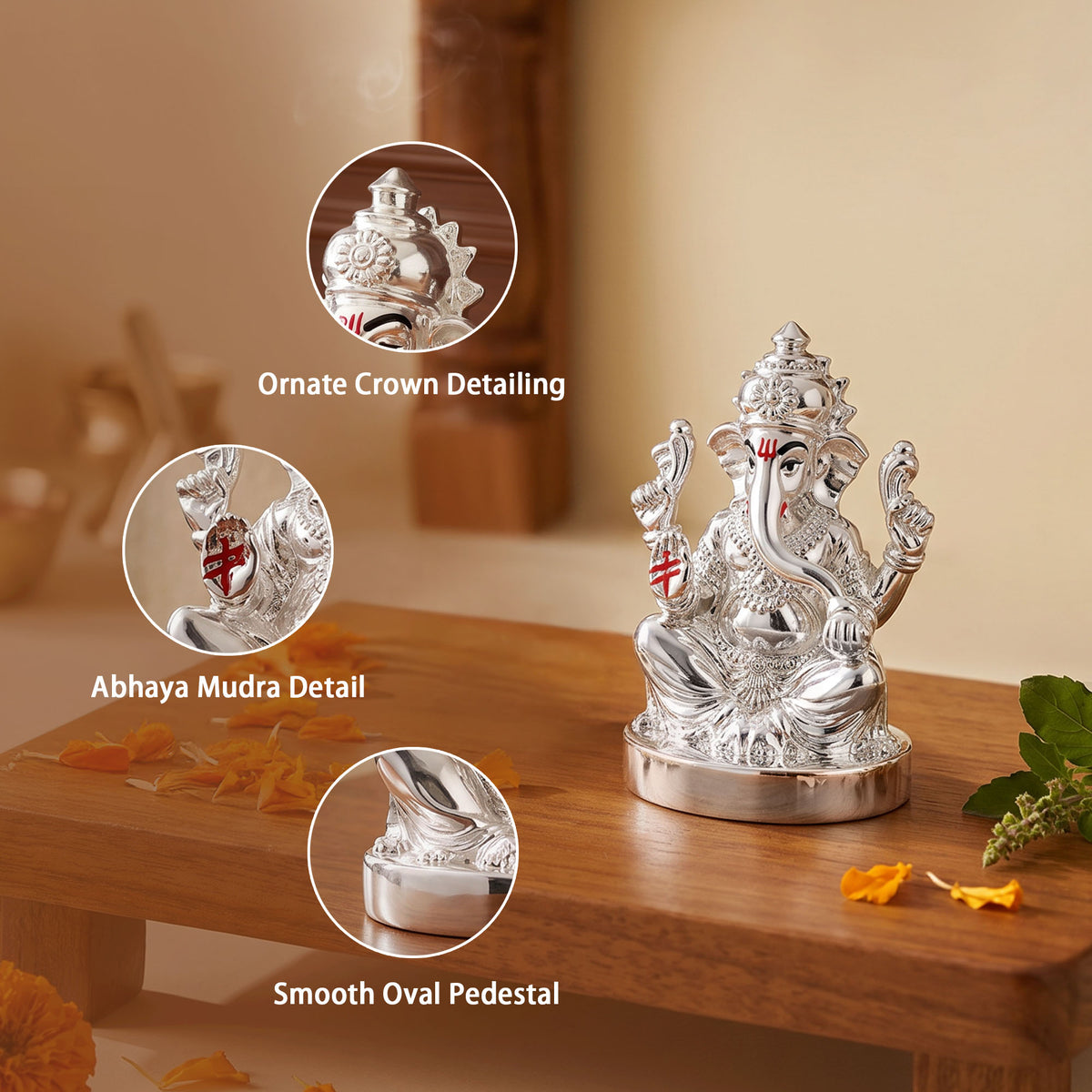 999 Silver Plated Vighnaharta Idol