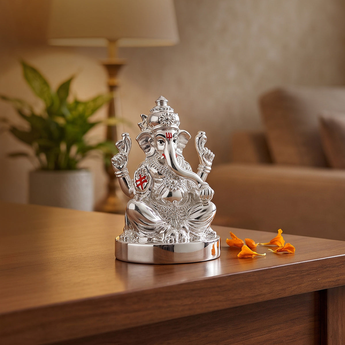 999 Silver Plated Vighnaharta Idol