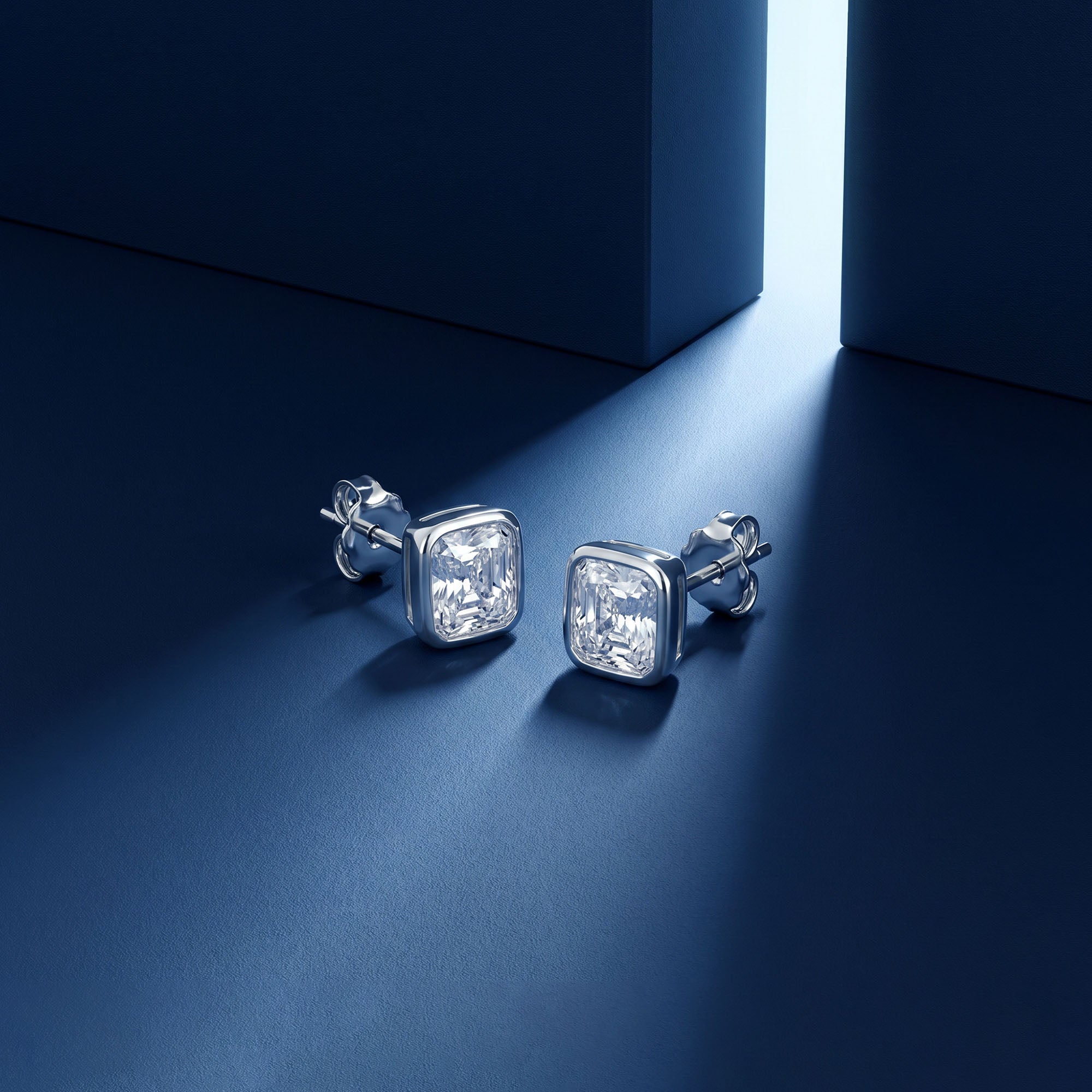 Ascher-Cut Bezel Stud Earrings