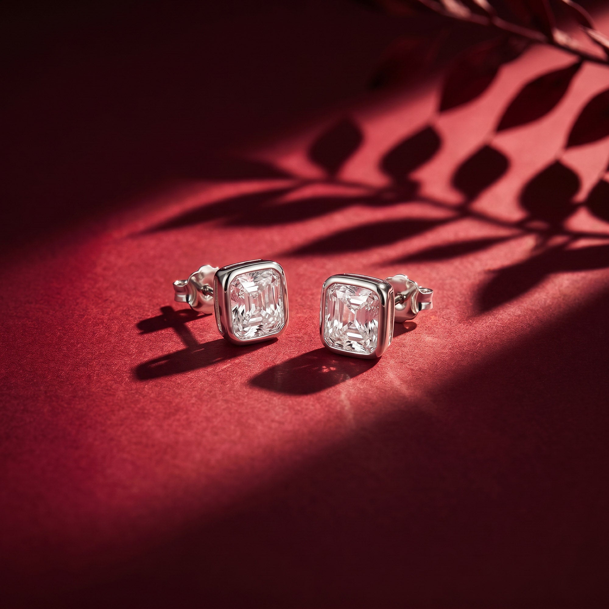 Ascher-Cut Bezel Stud Earrings