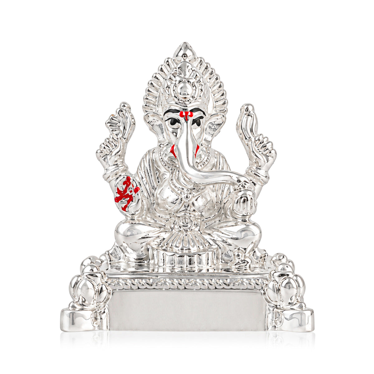 999 Silver Plated Ganpati Chowki Idol