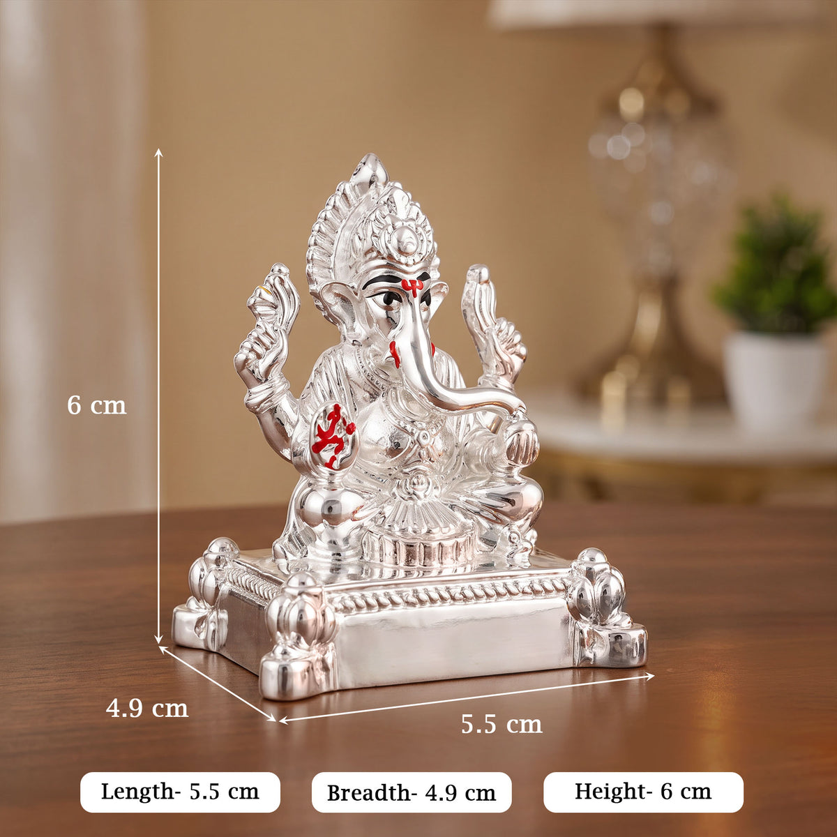 999 Silver Plated Ganpati Chowki Idol