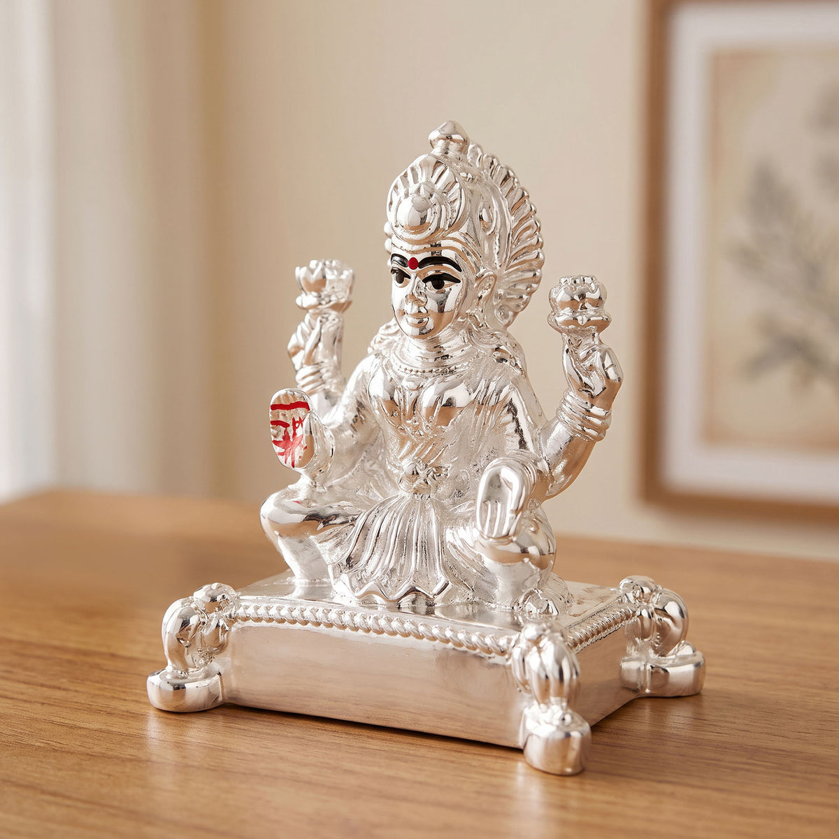 999 Silver Plated Laxmi Chowki Idol
