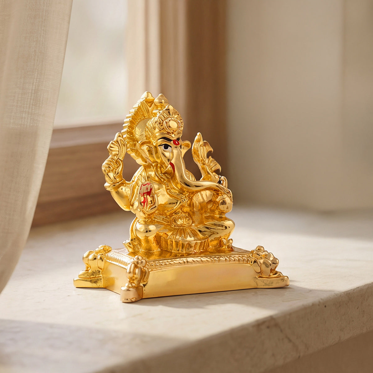 999 Silver Plated Ganesha Chowki Idol