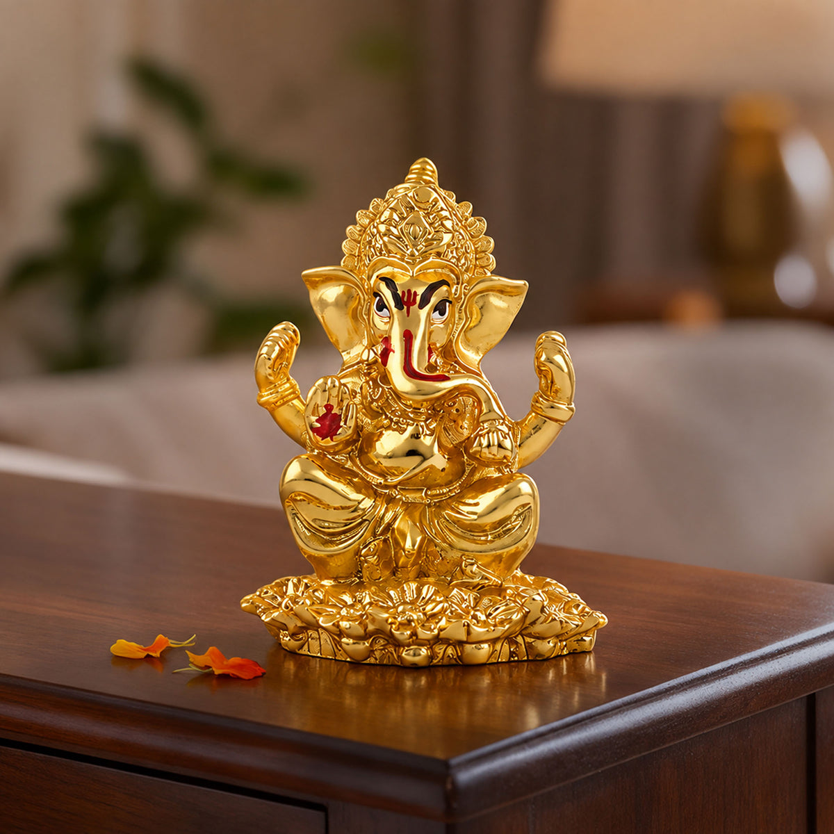 999 Silver Plated Ganpati Kamal Idol