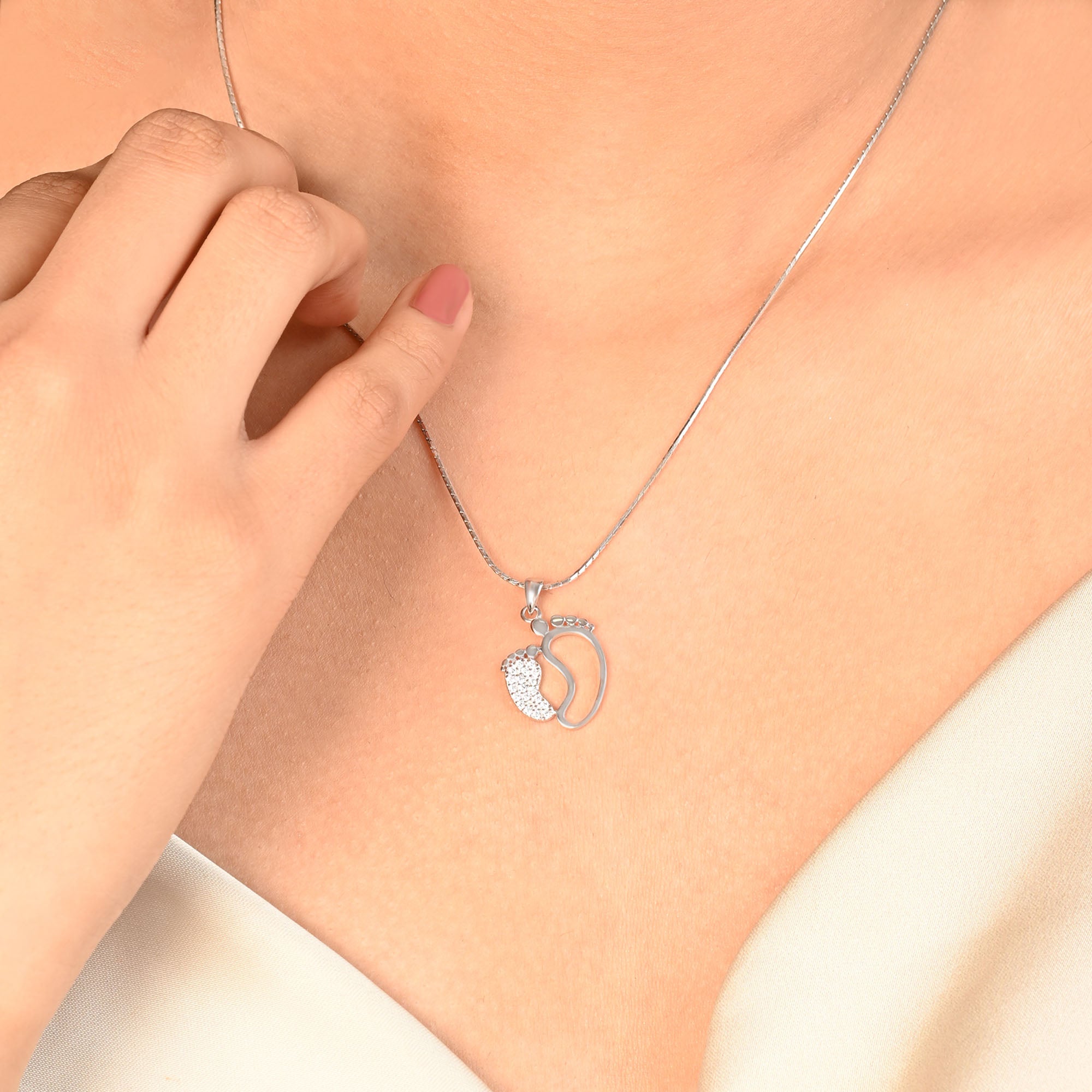 Twin Footprints Sparkle Pendant