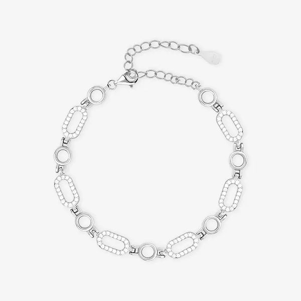 Shimmering Link CZ Silver Bracelet