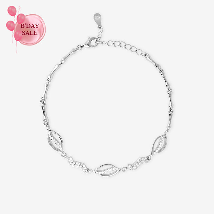 Silver Elegance Leaf Bracelet - Touch925