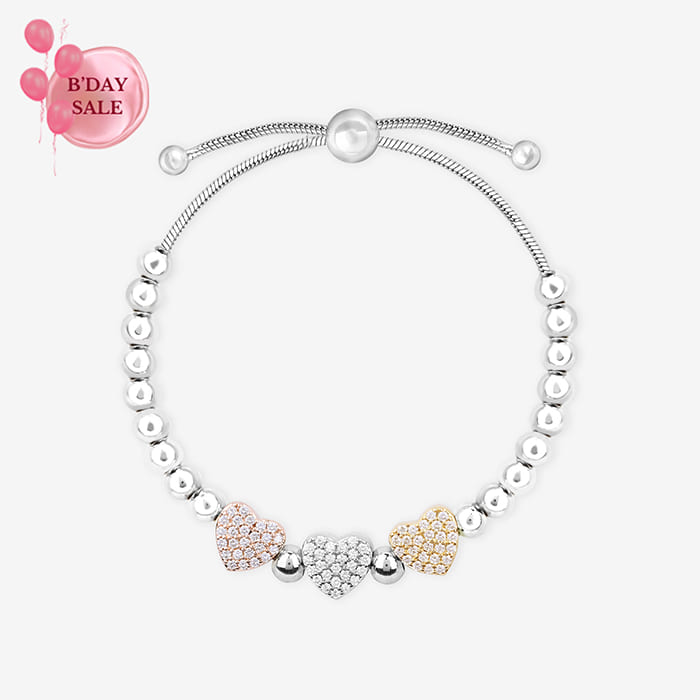 Beaded Charm Silver Bracelet - Touch925