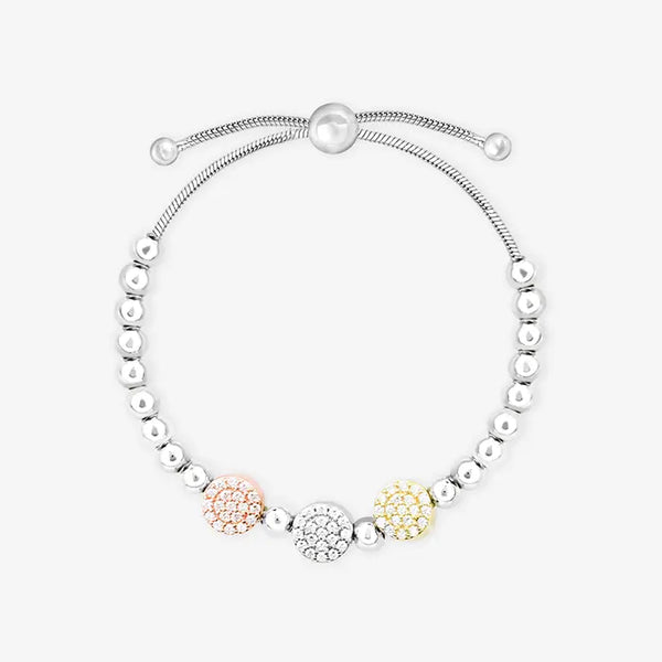 Beaded Multicolour CZ Silver Bracelet