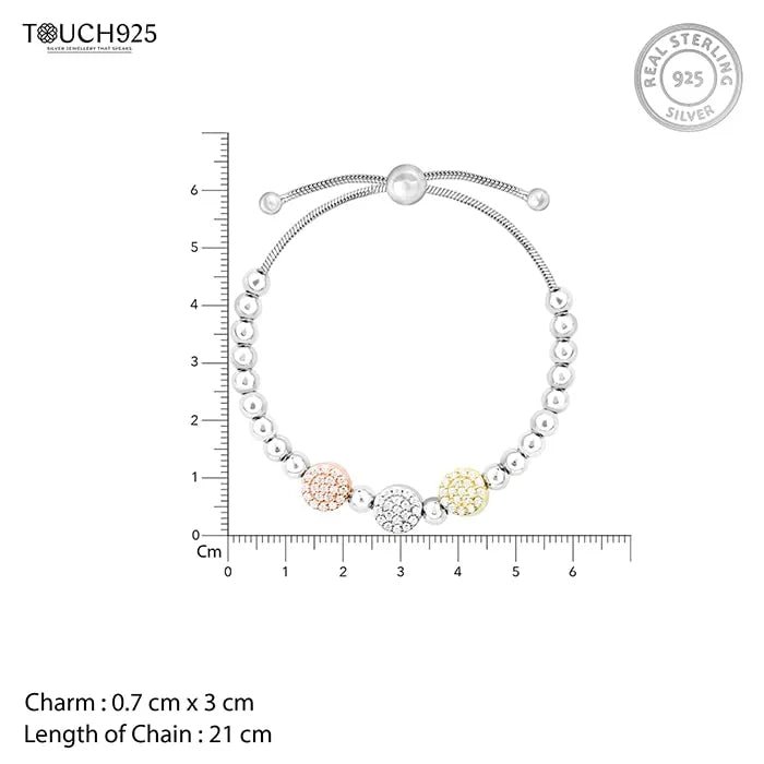 Beaded Multicolour CZ Silver Bracelet - Touch925