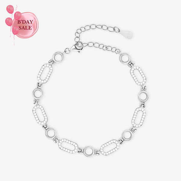 Shimmering Link CZ Silver Bracelet - Touch925