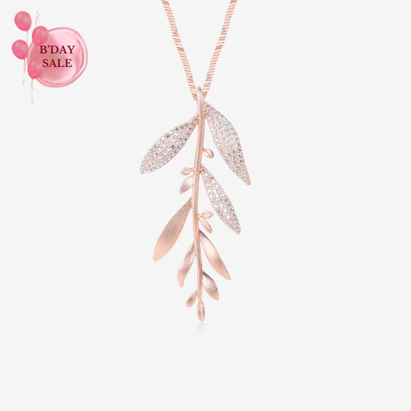 Leafy CZ Rose Gold Chain Locket - Touch925