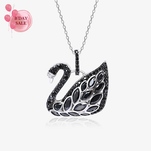 Intricate Silver Swan Chain Locket - Touch925