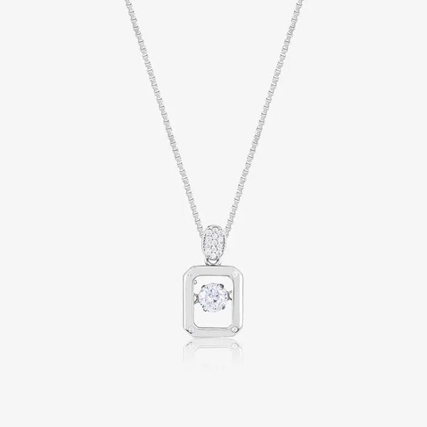 Silver Stone Rectangle Necklace