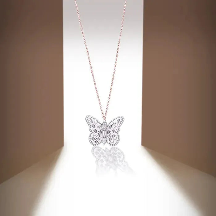 Rose Gold Butterfly Chain Locket - Touch925