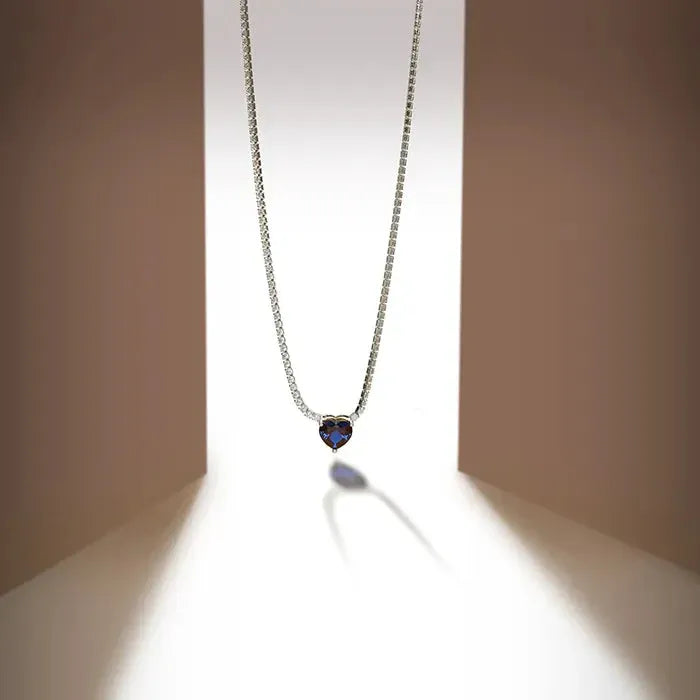 Royal Blue Silver CZ Chain Locket - Touch925