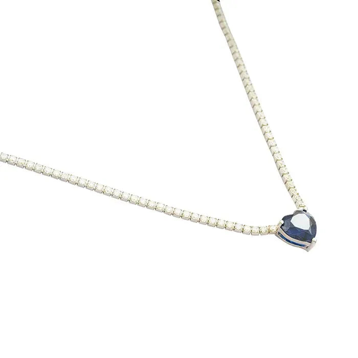 Royal Blue Silver CZ Chain Locket - Touch925