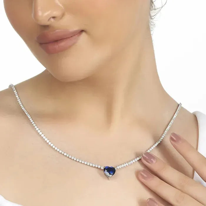 Royal Blue Silver CZ Chain Locket - Touch925