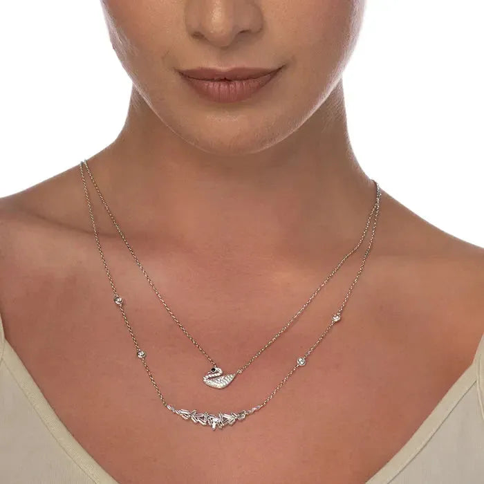 Double Layered Swan CZ Chain Locket - Touch925