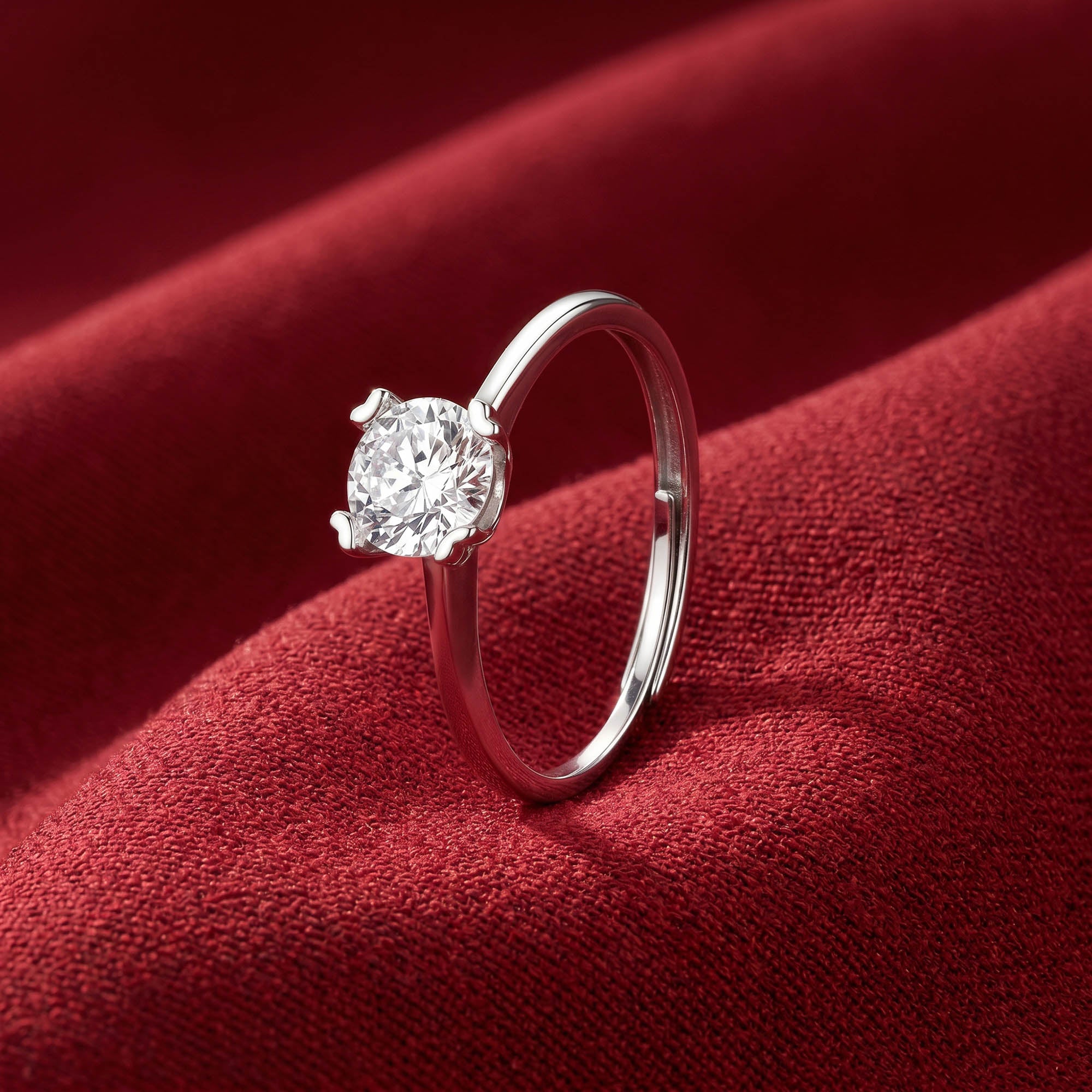 Claw-Set Solitaire Silver Ring