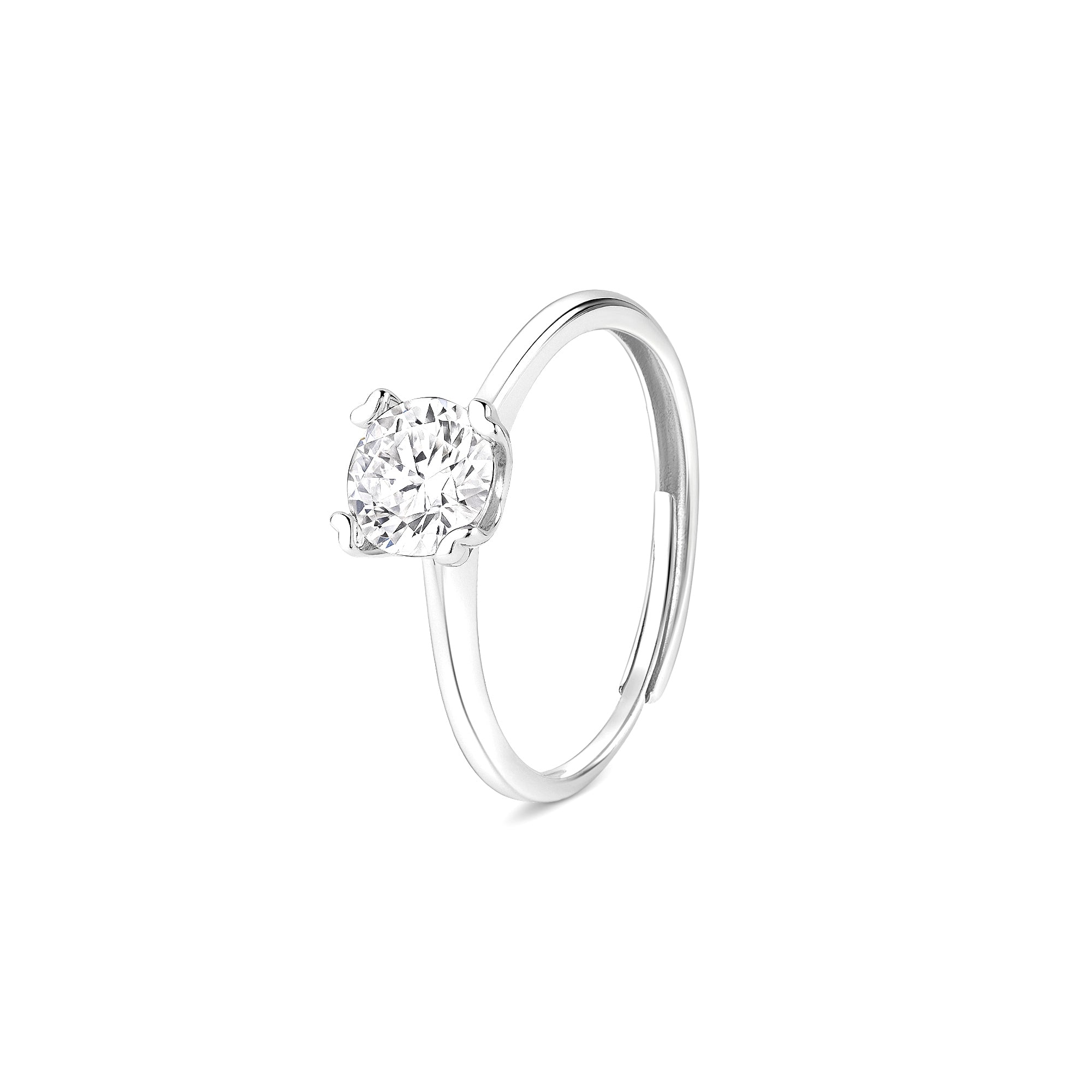 Claw-Set Solitaire Silver Ring