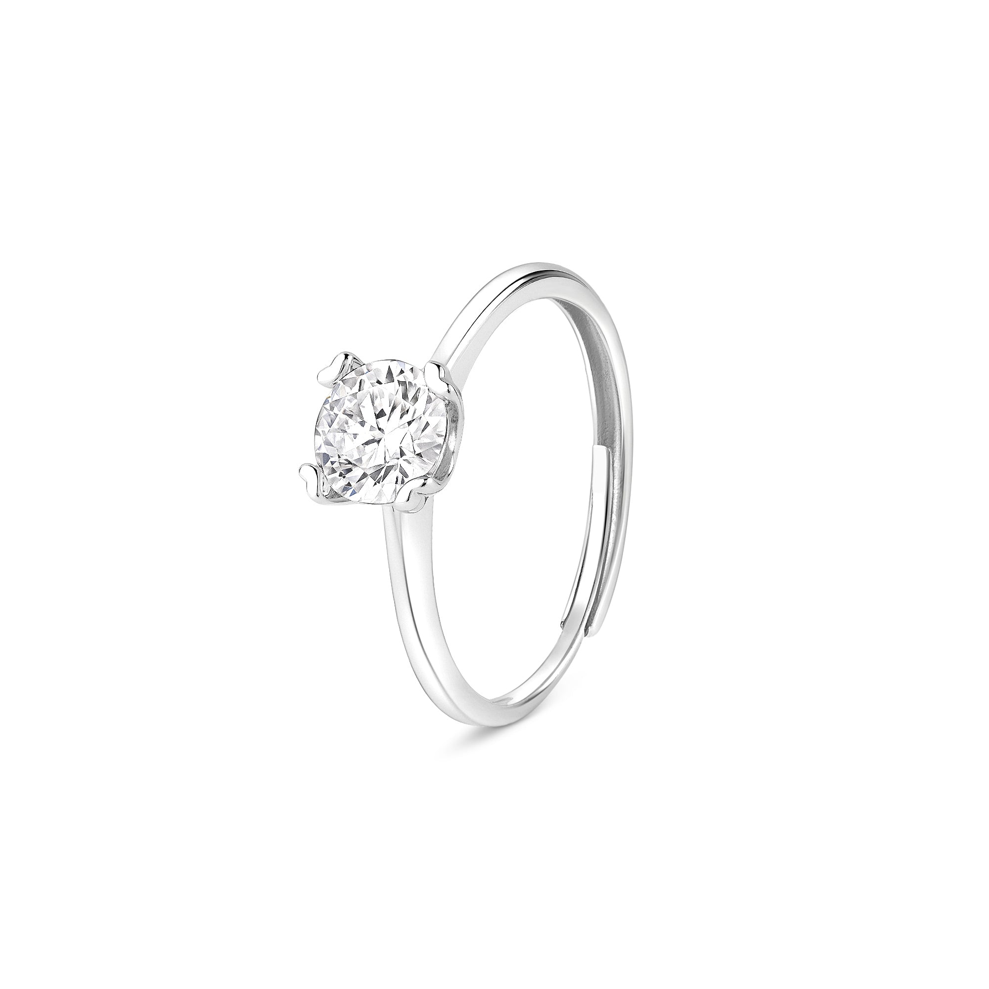 Claw-Set Solitaire Silver Ring