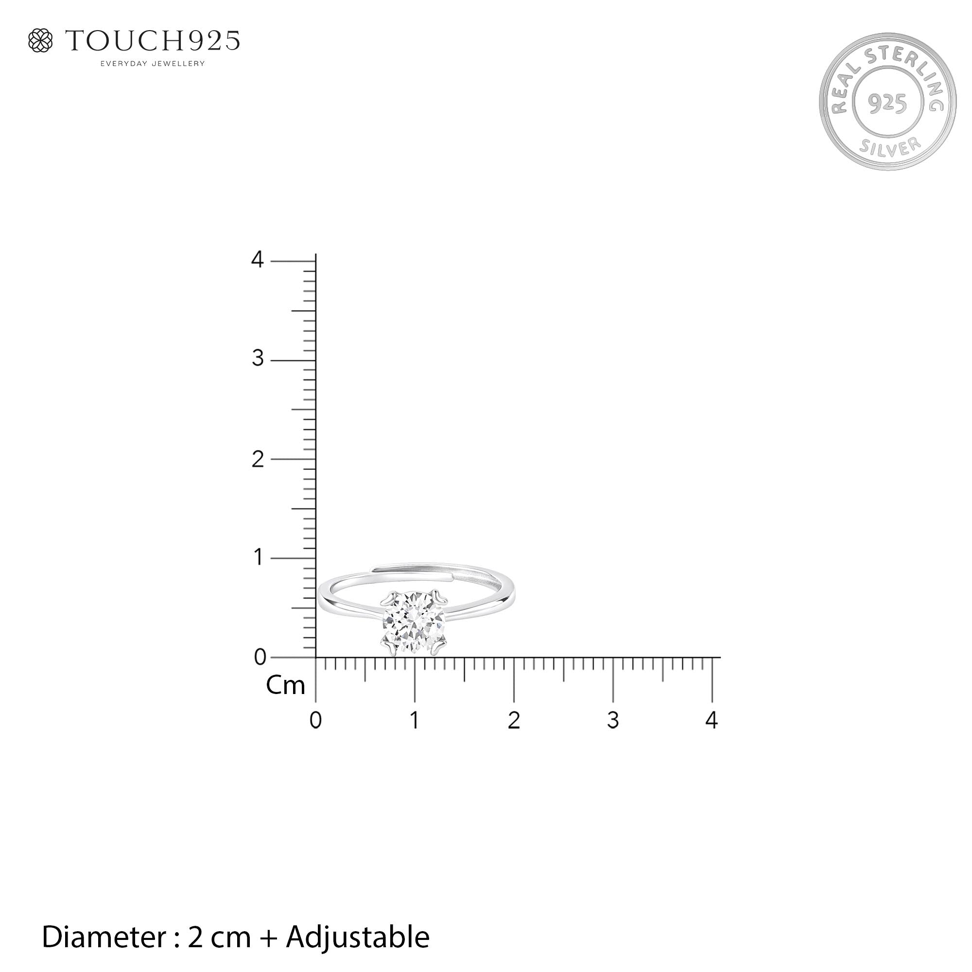 Claw-Set Solitaire Silver Ring