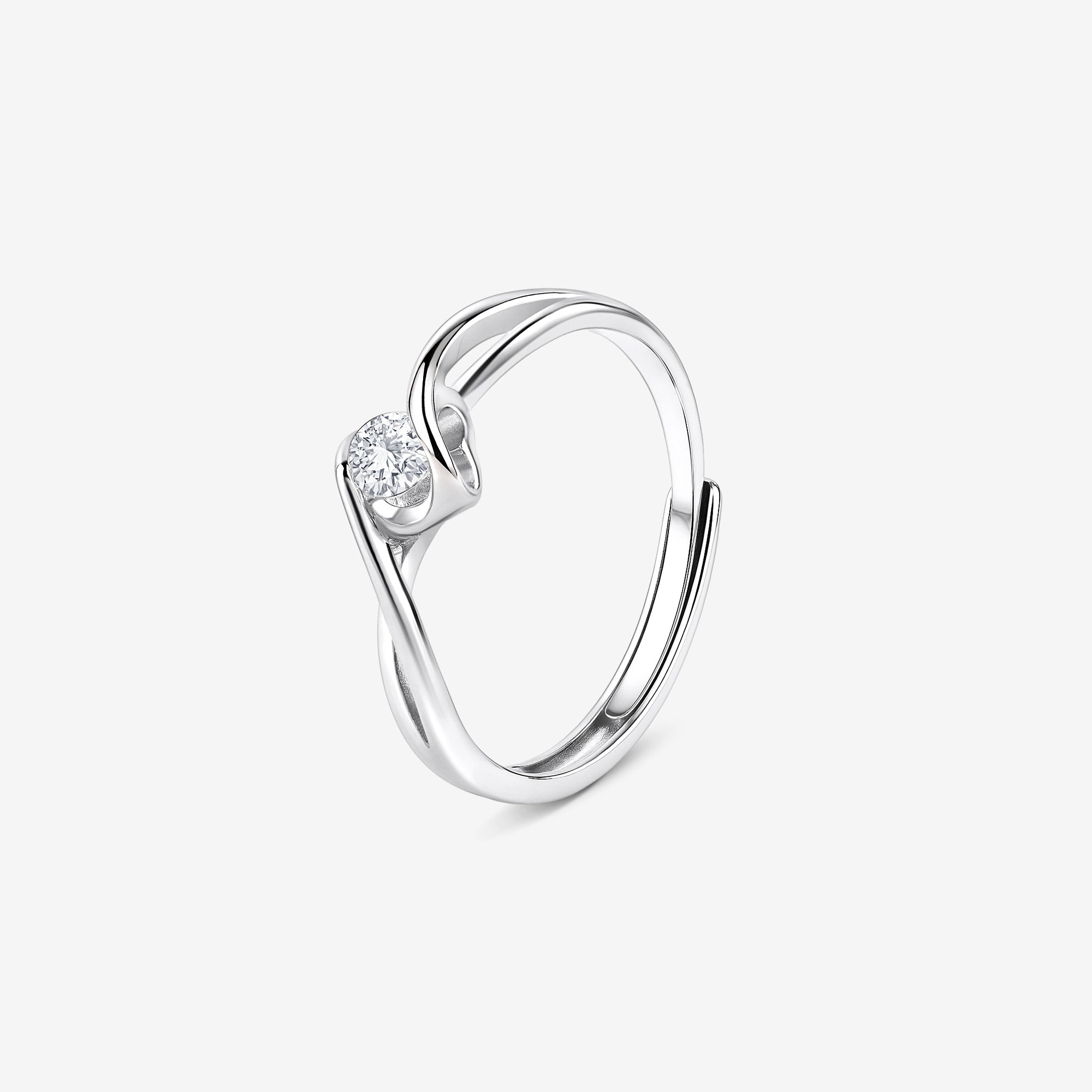 Solitaire Embrace Silver Ring