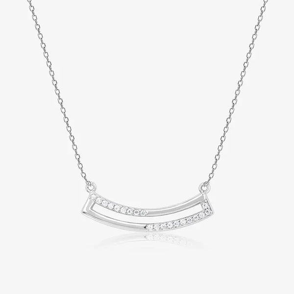 Curve Bar CZ Studded Chain Locket