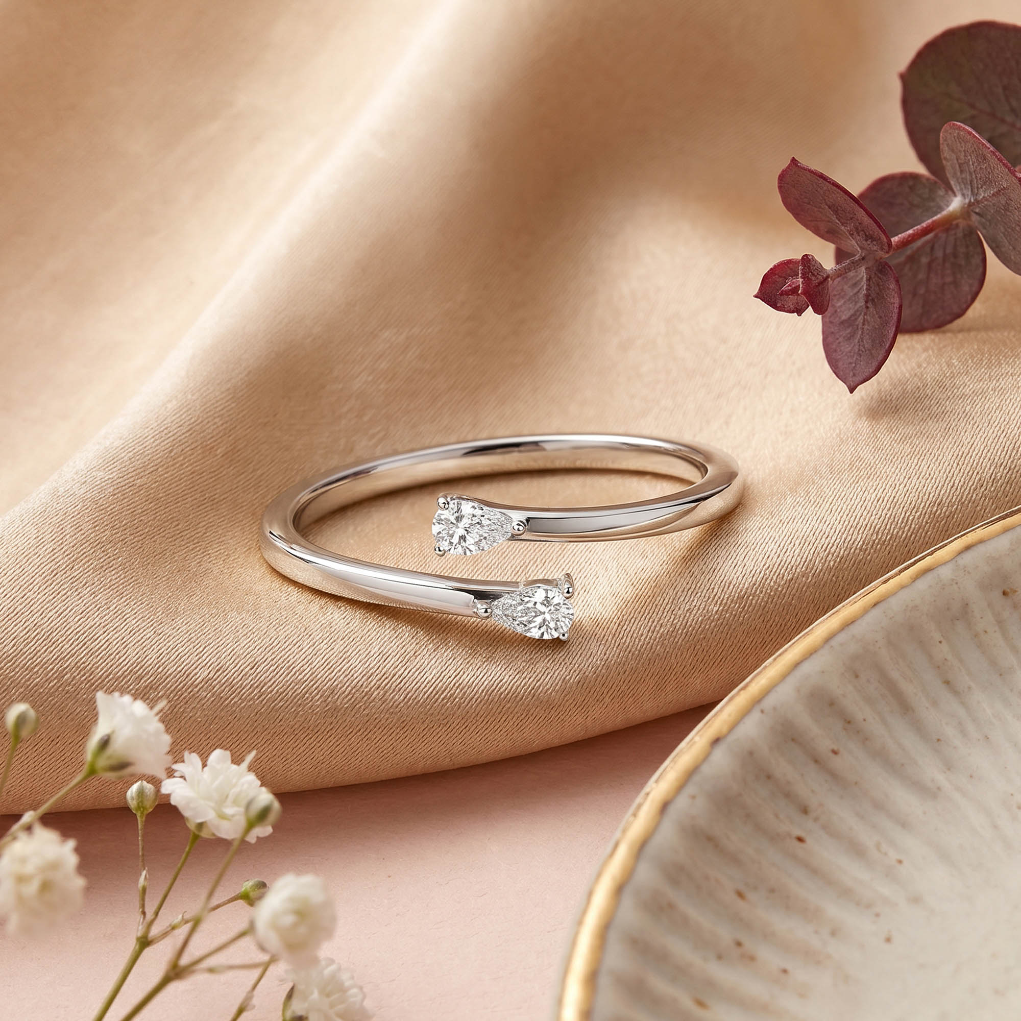 Teardrop Stone Silver Ring