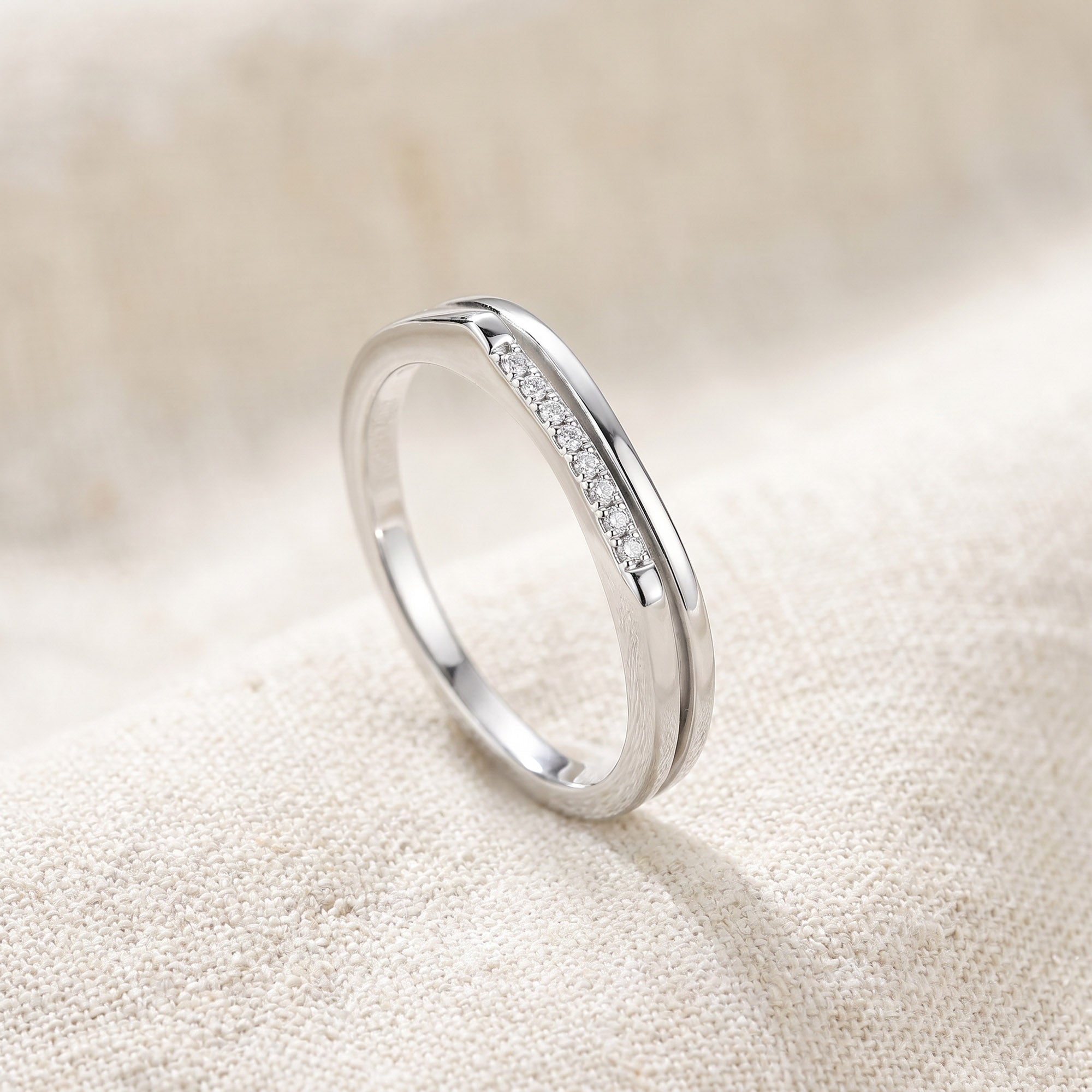 Row-Set Silver Band Ring