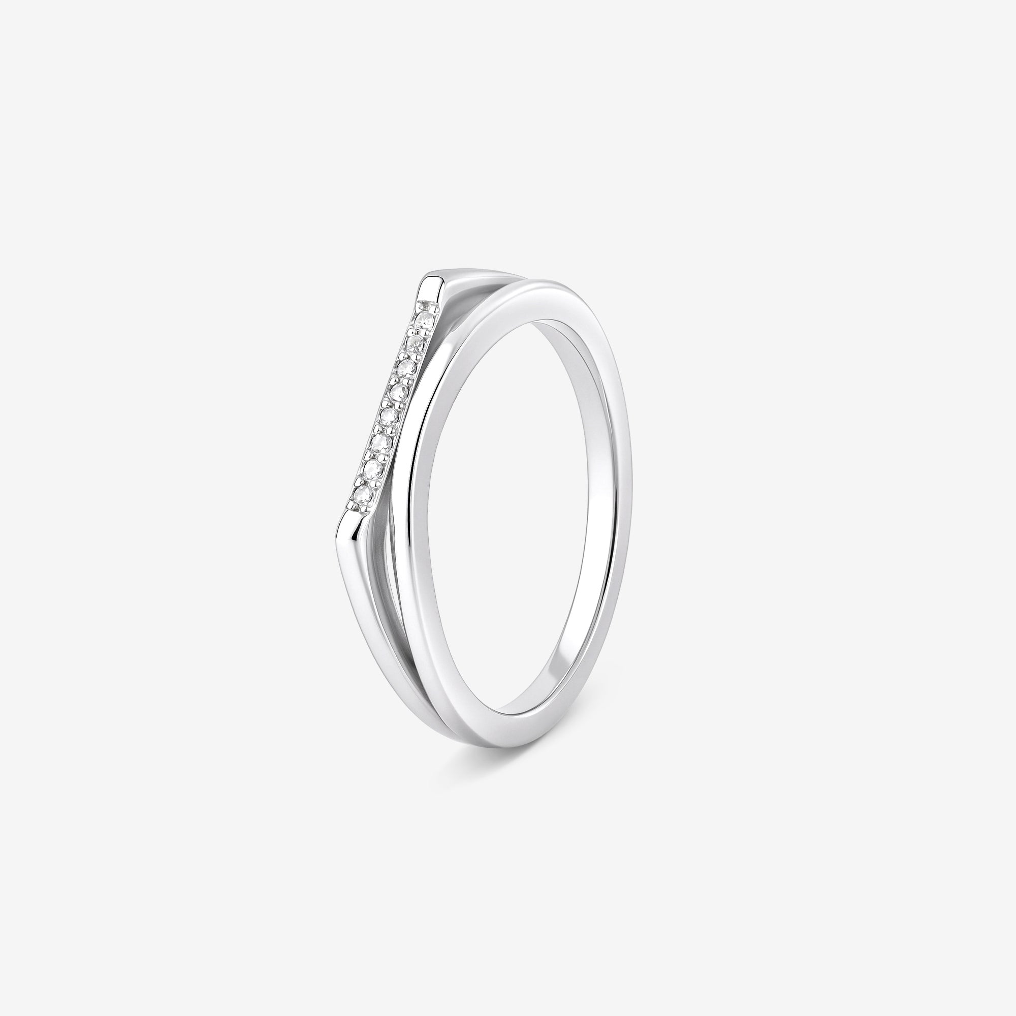 Row-Set Silver Band Ring
