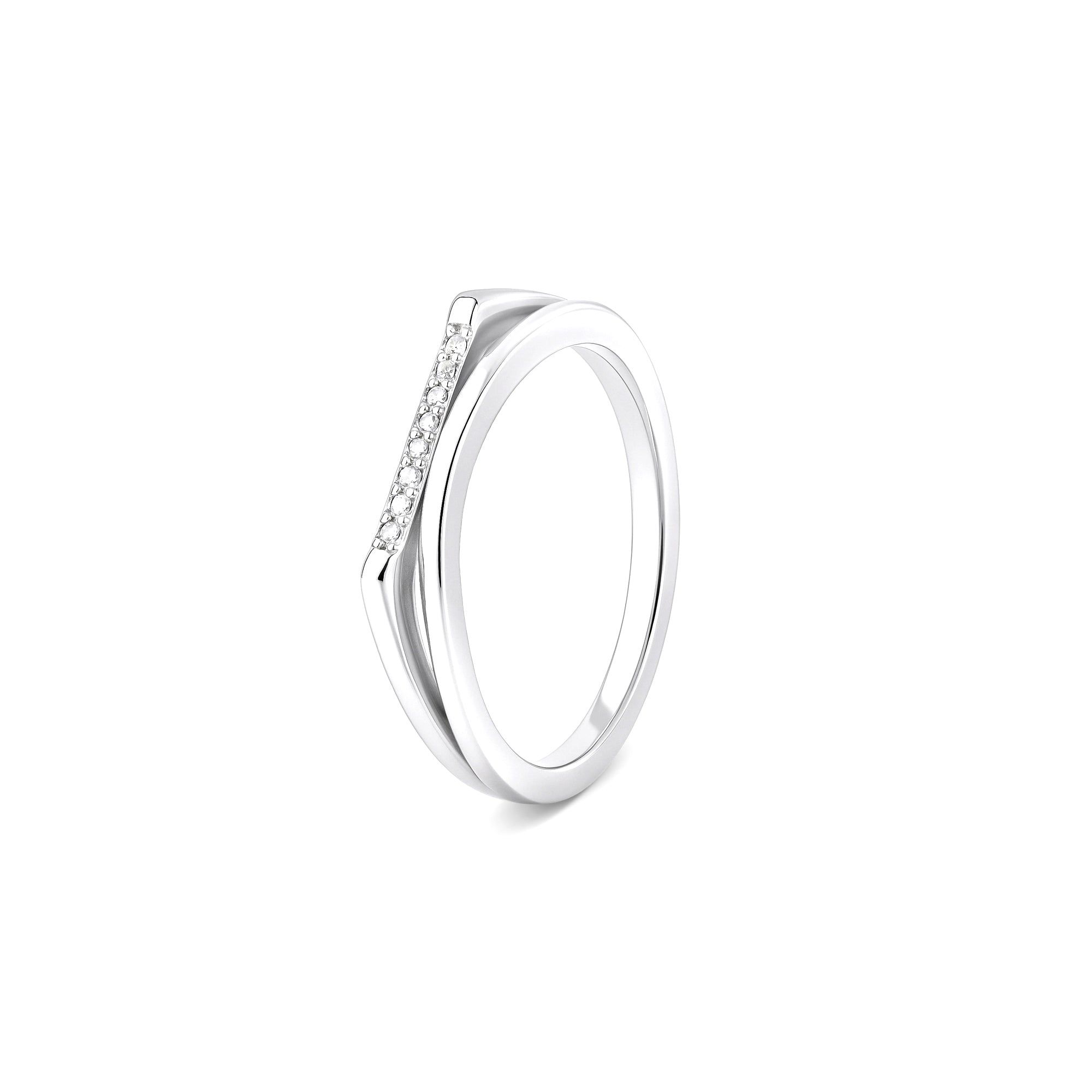 Row-Set Silver Band Ring