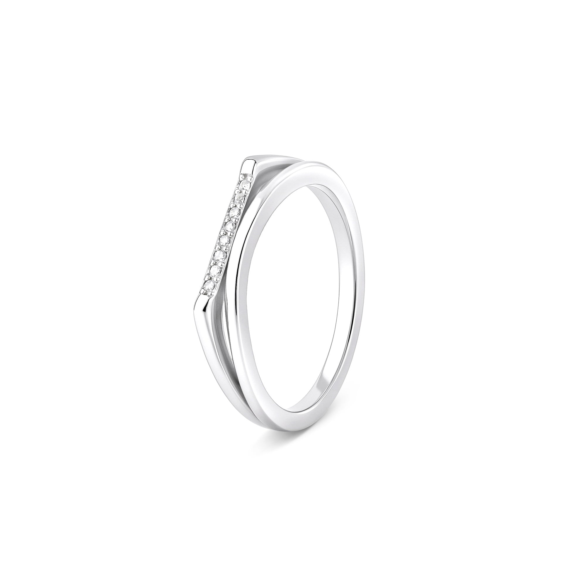 Row-Set Silver Band Ring