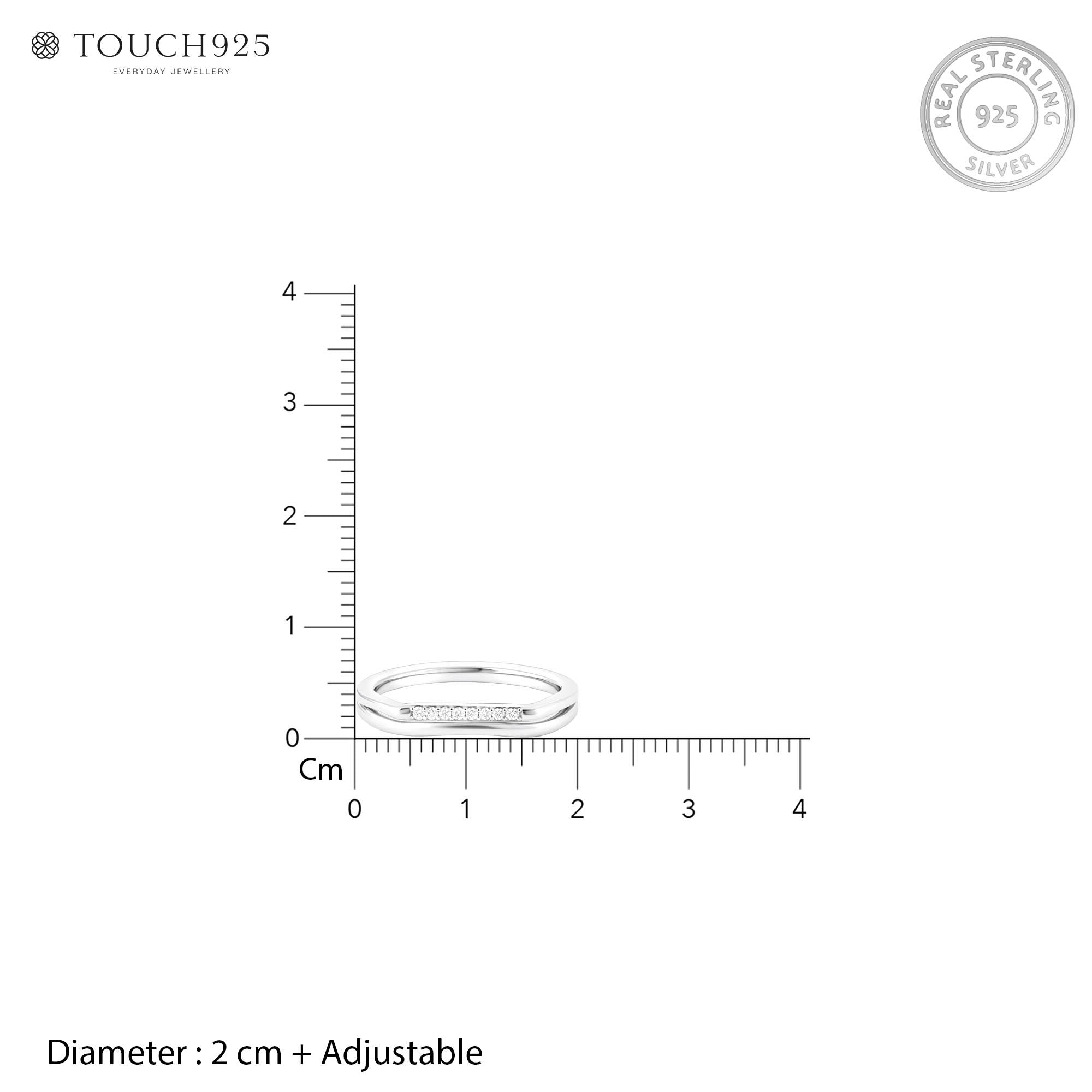 Row-Set Silver Band Ring