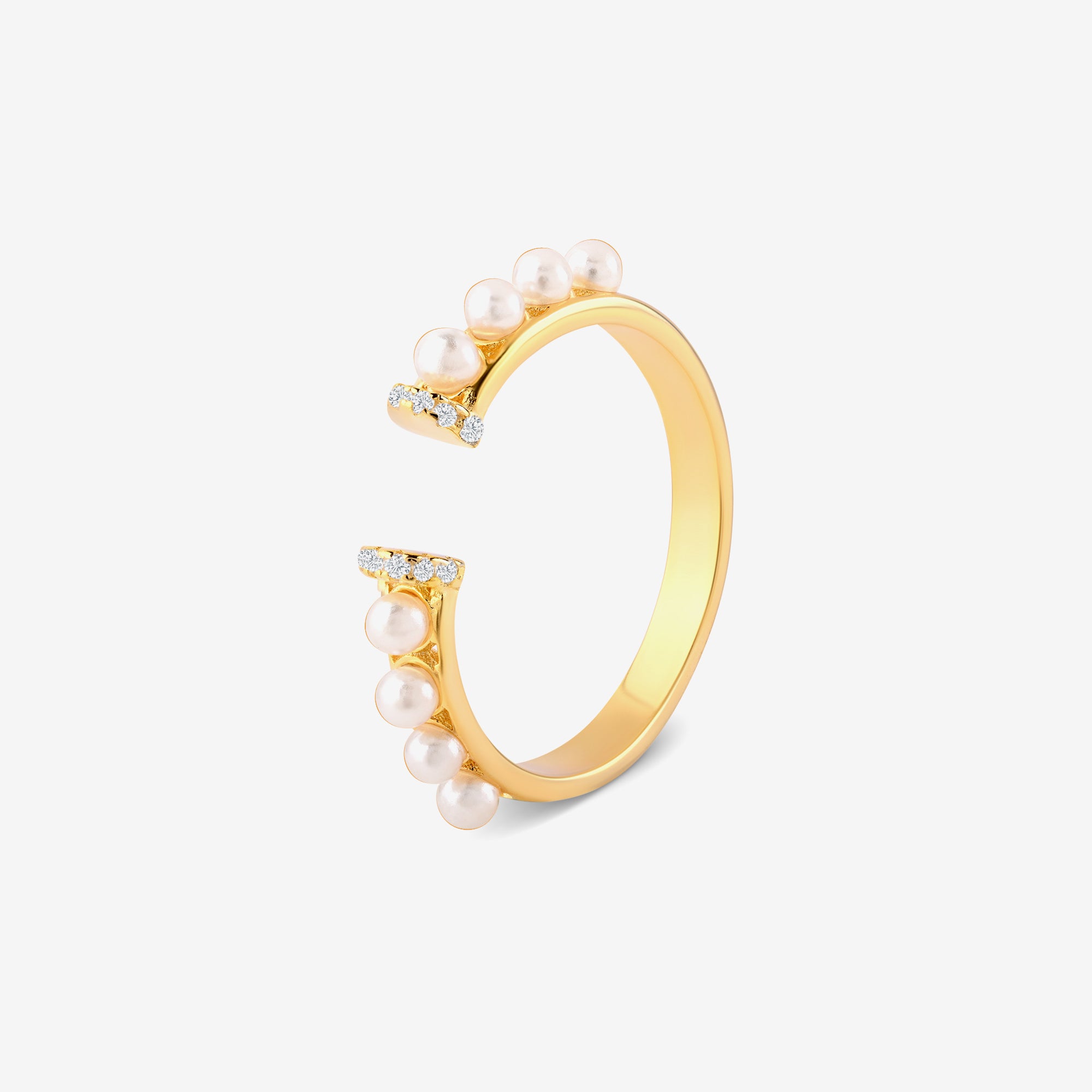 Pearl Crown Open Ring