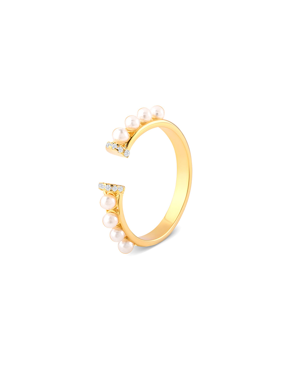 Pearl Crown Open Ring