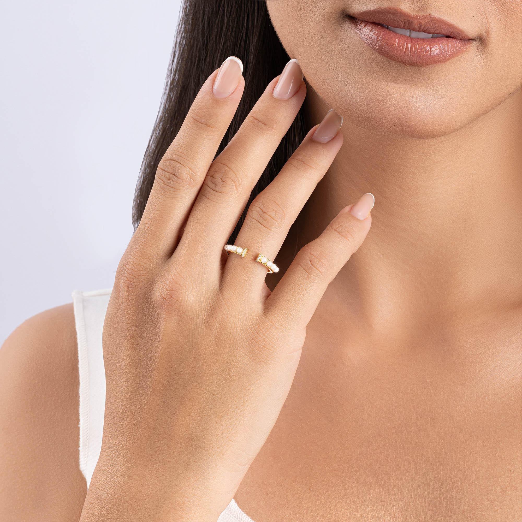 Pearl Crown Open Ring