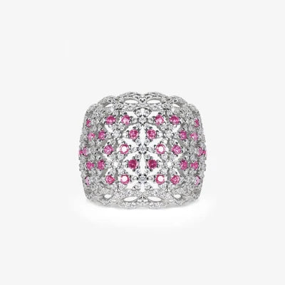 Opulent Orchid Blossom Silver Ring