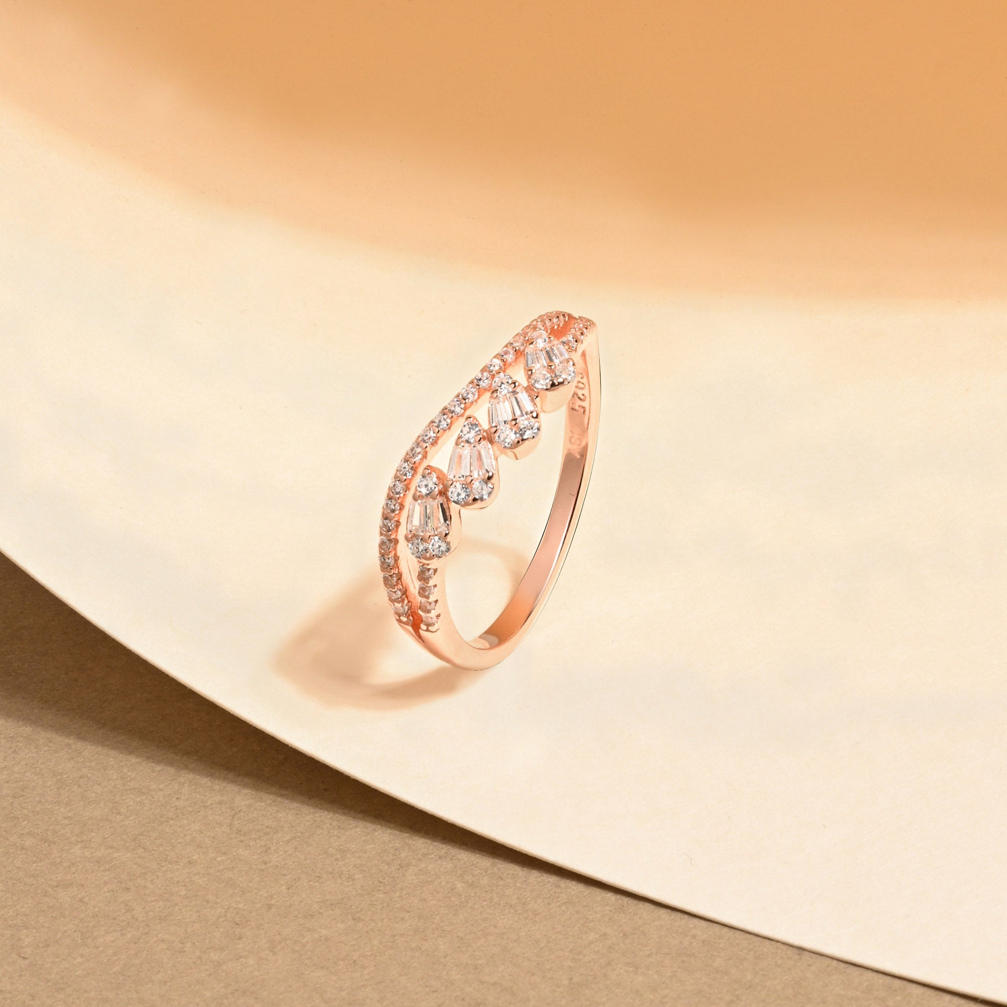 Wave Row Silver Ring