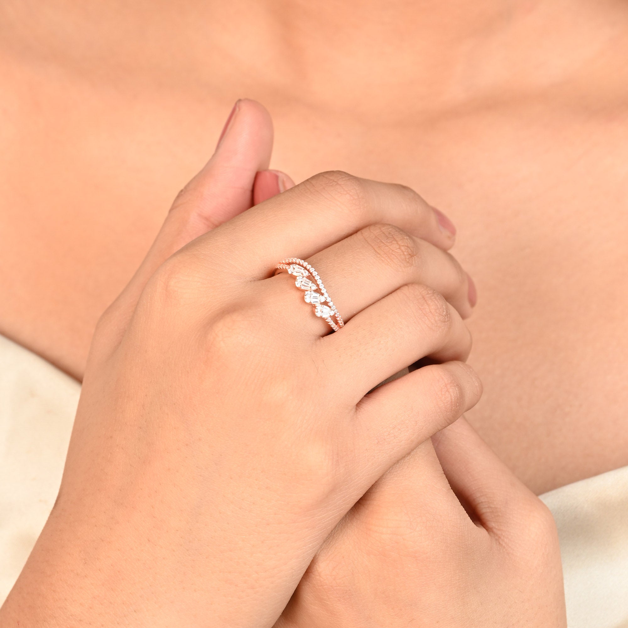 Wave Row Silver Ring