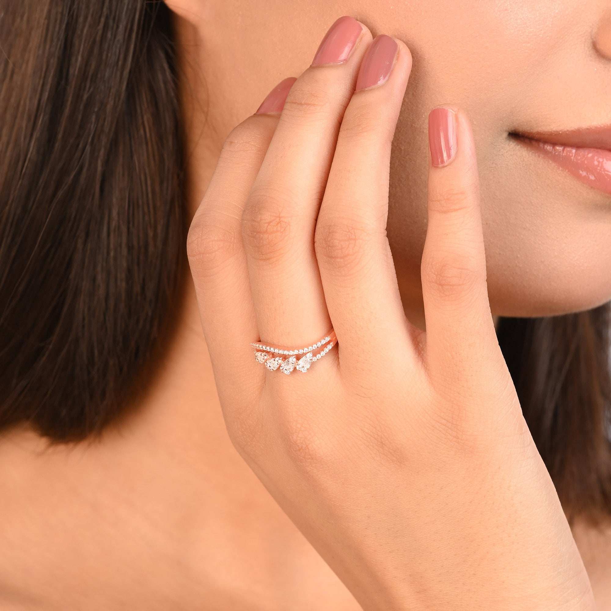 Wave Row Silver Ring