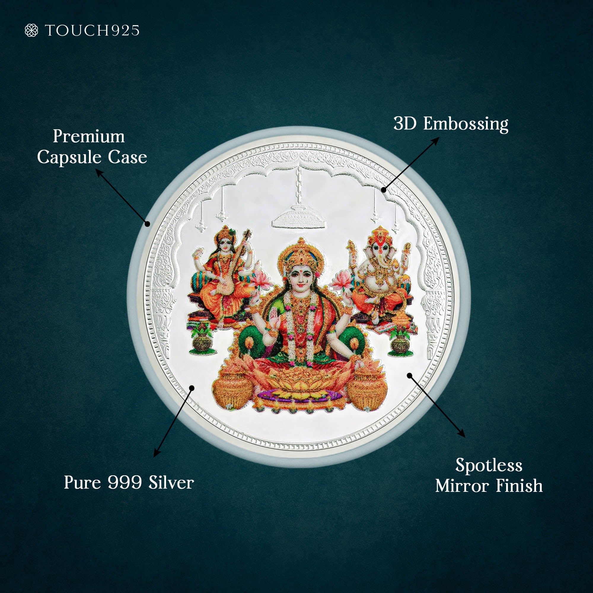 10g Lakshmi Ganesh Saraswati Pure 999 Silver Coin