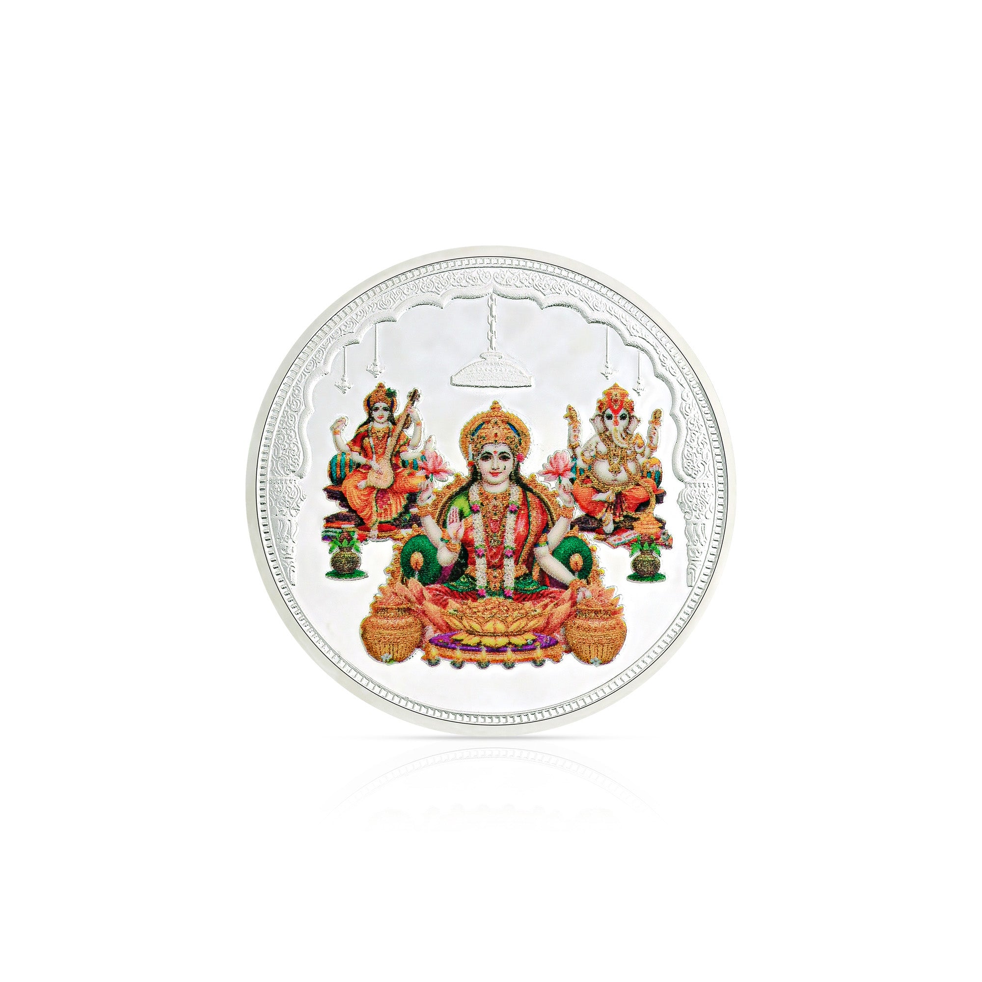 Pure 999 Silver 10g Lakshmi Ganesh Saraswati Coin