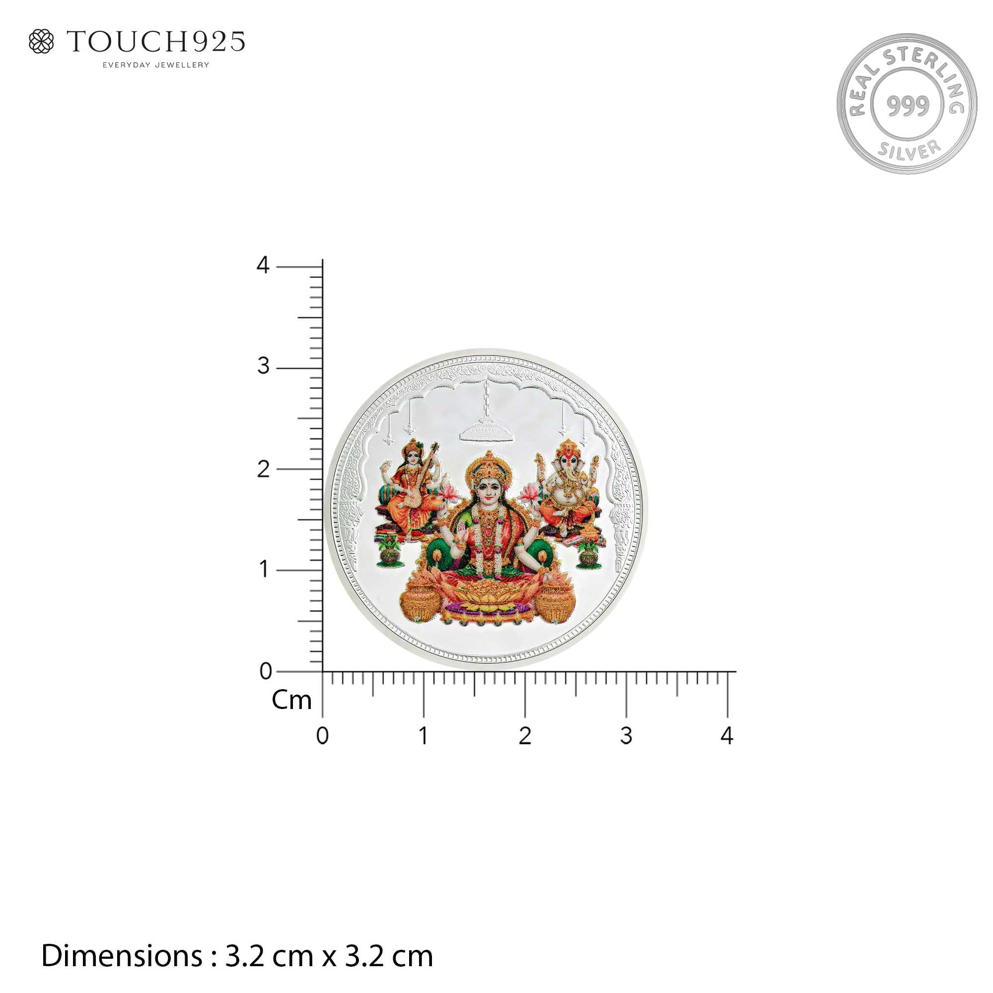 Pure 999 Silver 10g Lakshmi Ganesh Saraswati Coin