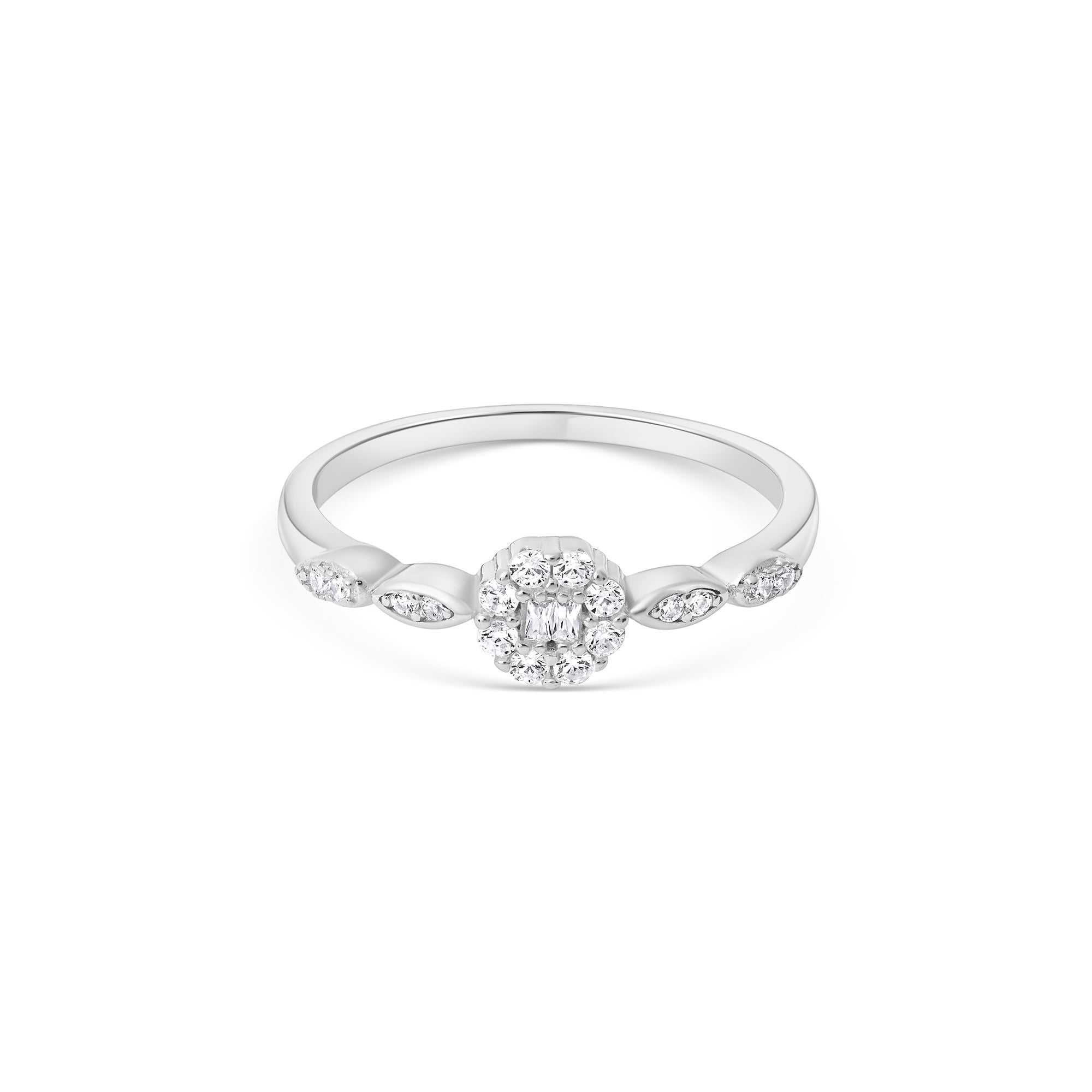 Marquise Accent Cluster Silver Ring