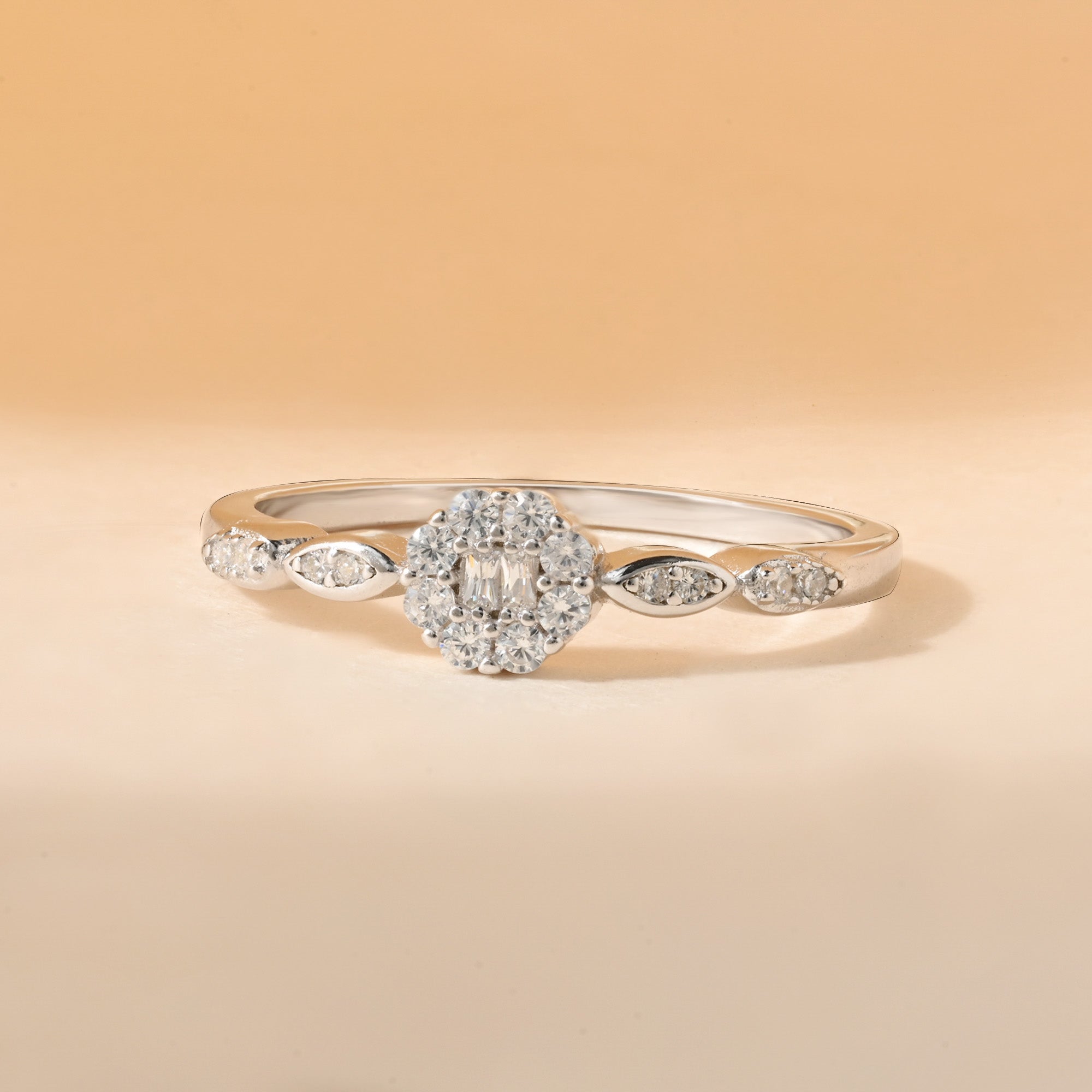 Marquise Accent Cluster Silver Ring