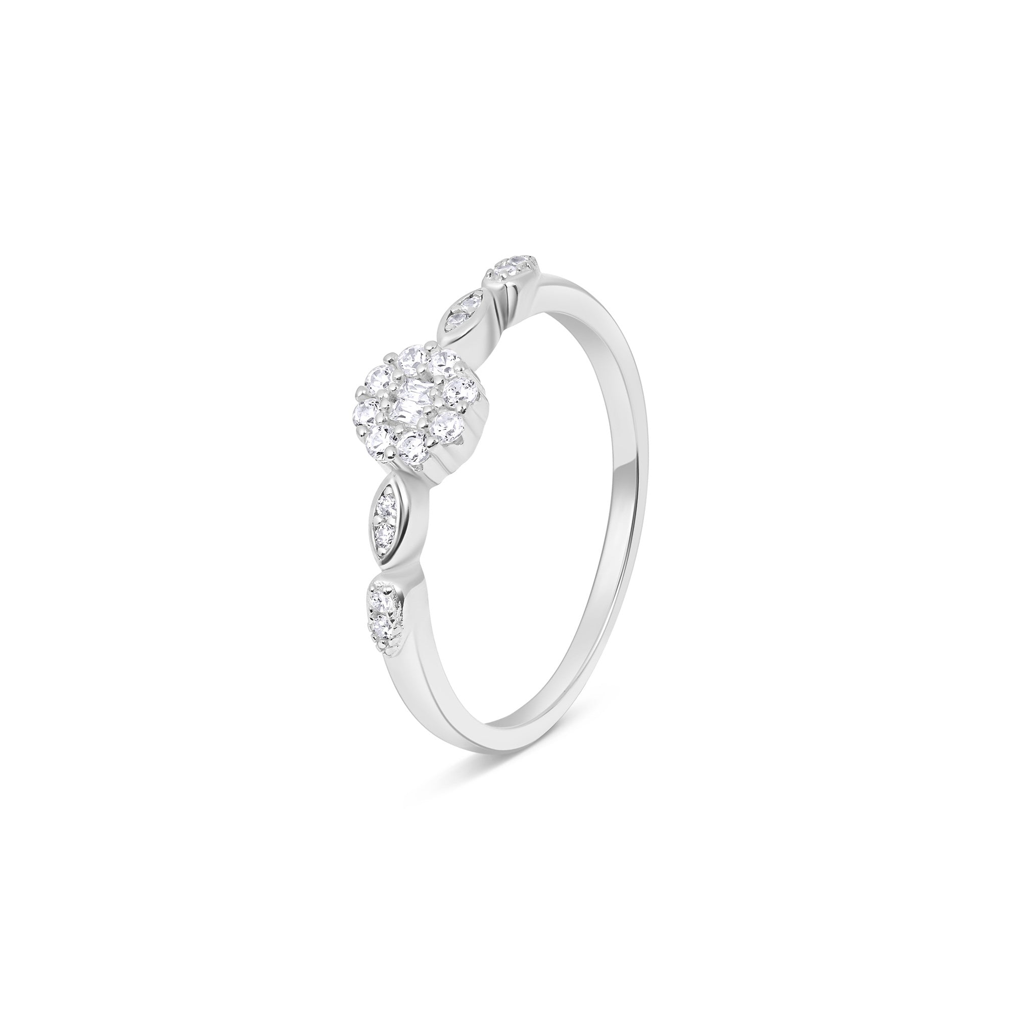 Marquise Accent Cluster Silver Ring