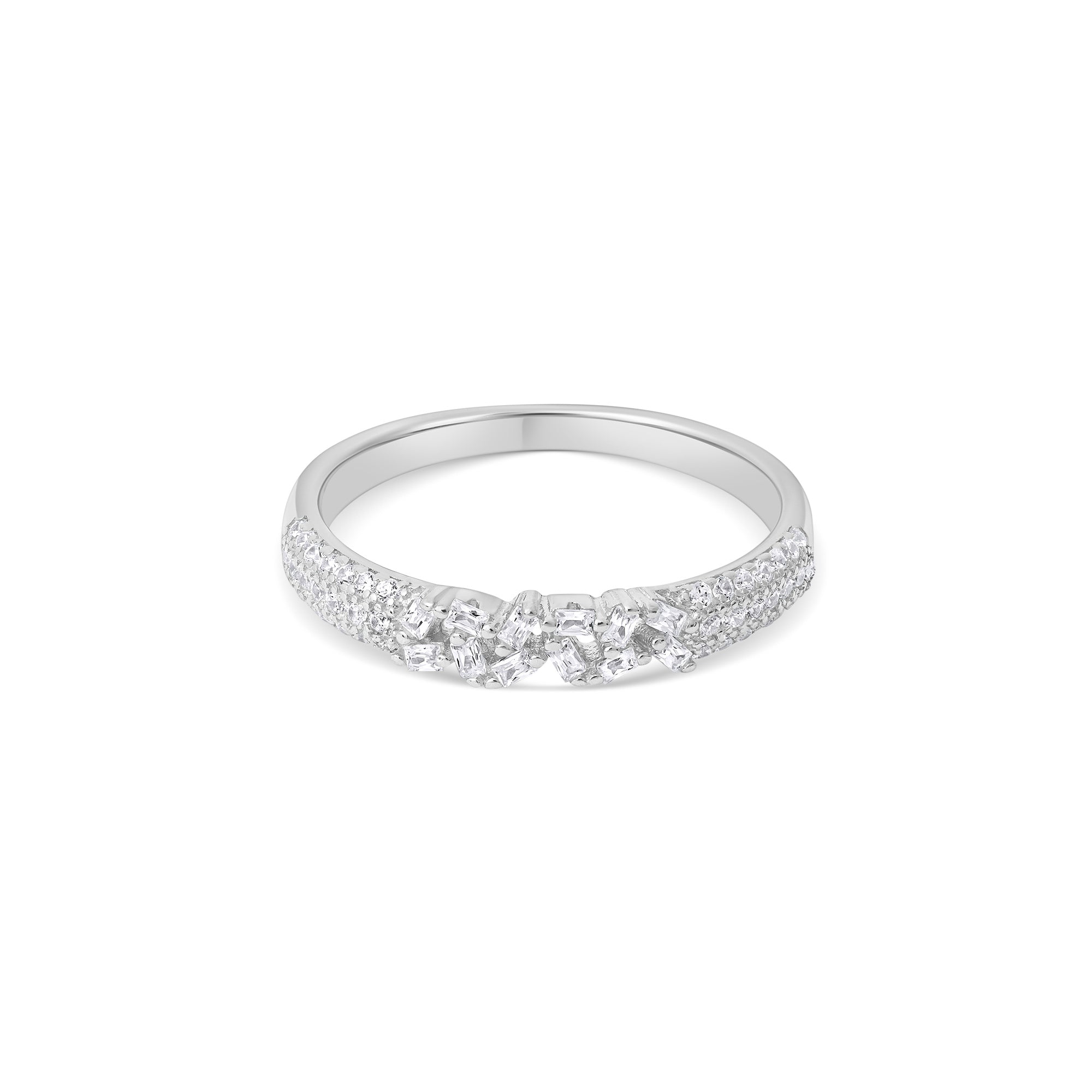 Baguette Scatter Silver Ring
